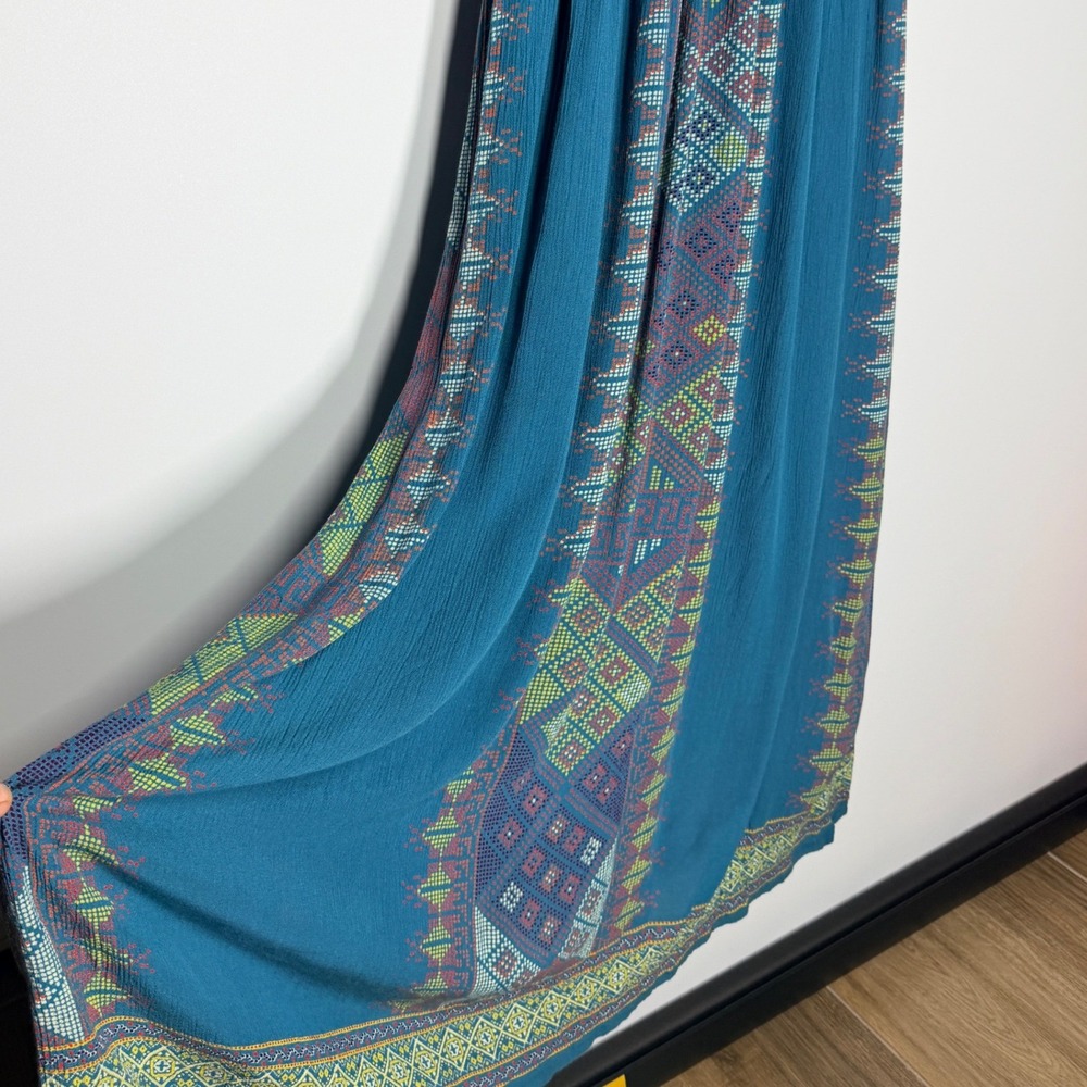 Earthbound Trading Co Womens Geometric Print Maxi Dress Teal Green Size S - Picture 9 of 13